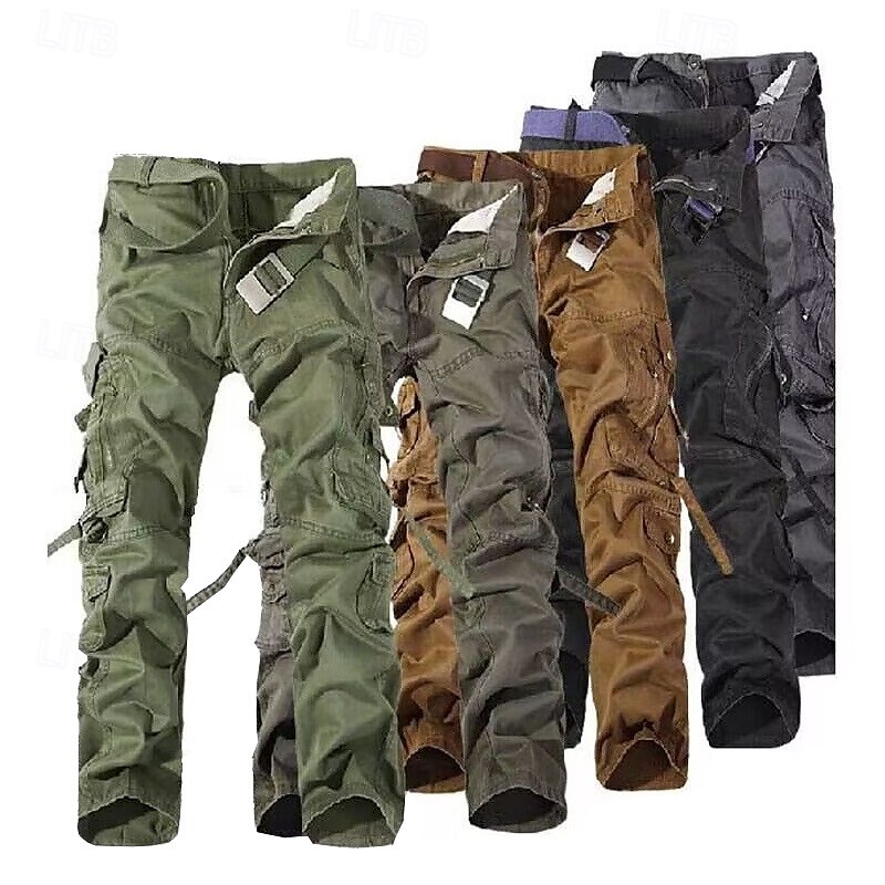 Per uomo Pantaloni cargo Pantaloni tattici Pantaloni Bottoni Multi tasca Liscio Indossabile Esterno Giornaliero Campeggio e hiking Di tendenza Classico Verde militare Verde primavera del 2025 a $40.99 –P1