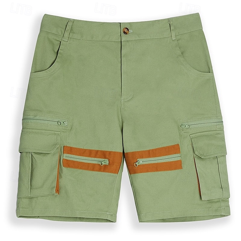 Men's Cargo Shorts Shorts Casual Shorts Zipper Pocket Multi Pocket Straight Leg Plain Comfort Knee Length Casual Daily Holiday Fashion Streetwear Black Green Micro-elastic 2025 - $29.99 –P1