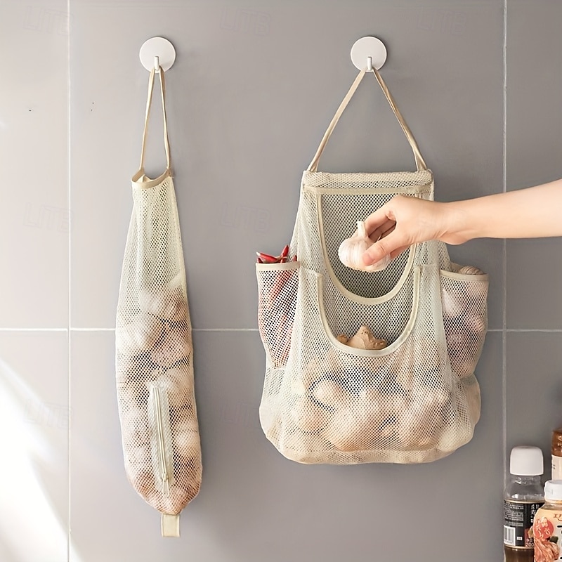 2er-Pack Aufbewahrungsbeutel zum Aufhängen an der Wand – multifunktionale Netzbeutel zur Aufbewahrung von Lebensmitteln, Obst- und Gemüse-Küchenorganizer, langlebig und praktisch 2025 - $10.99 –P4