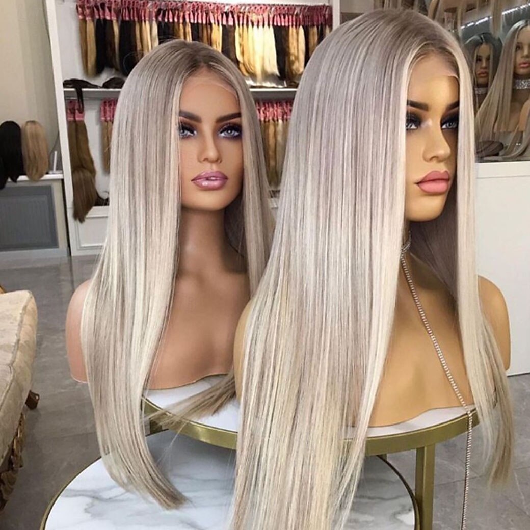 Cabelo humano remy 13x4 Lace Front Peruca Parte do meio Cabelo Brasileiro Liso Seda Multi Cores Peruca 130% 150% Densidade do Cabelo com o cabelo do bebê Cabelo com Luzes / Reflexos Riscas Naturais de 2025 por $270.59 –P4