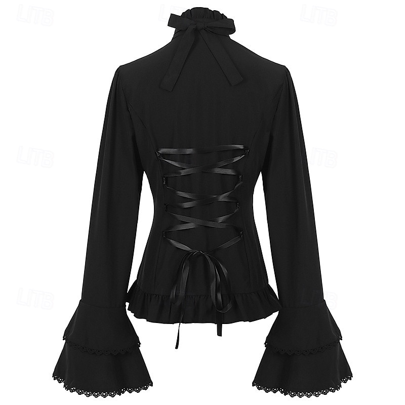 Retro Antiguo Medieval Renacimiento Blusa / Falda Vampiros Pirata Color sólido Mujer Pirata Real Steampunk Mascarada Casual Diario Adulto Camisas 2025 - $39.99 –P2