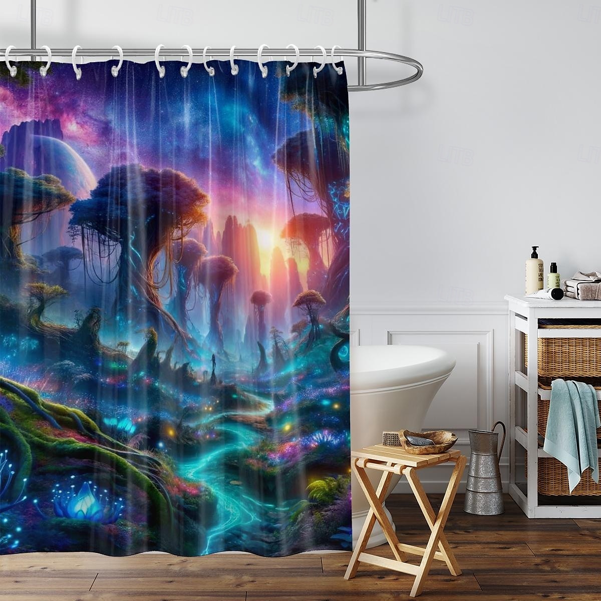 Rideau de douche avec crochets 180cm*180cm(70"*70") polyester lavable imperméable motif paysage peinture à l'huile Van Gogh Arbre de Vie de 2025 ? $19.99 –P11