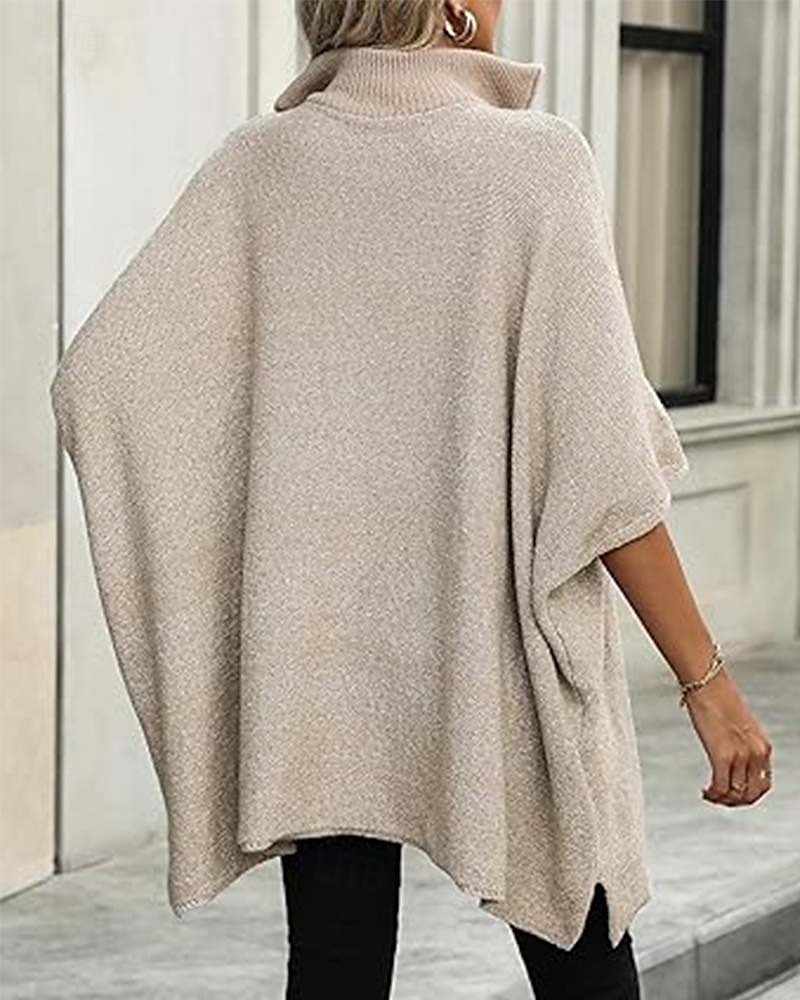 Damen Pullover Brautkleider schlicht Feste Farbe Troyer Halber Reißverschluss Zip Halbe Ärmel Lange Oberteile Stricken Täglich Schwarz Beige Herbst Winter 2025 - $61.99 –P6