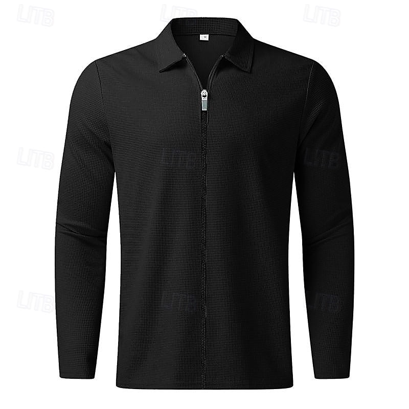 Homens jaqueta leve Jaqueta Waffle Jaqueta de Camisa Formal Casa Bolsos Primavera Outono Côr Sólida Ativo Neutra Colarinho de Camisa Padrão Tecido Waffle Branco Azul Cinzento Casaco de 2025 por $42.99 –P6