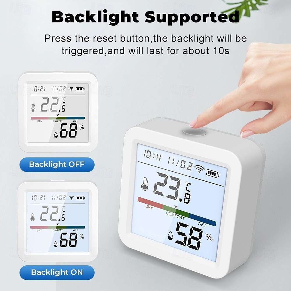 termometro igrometro termometro intelligente per la casa lcd retroilluminato con supporto staccabile sensore di umidità della temperatura digitale monitoraggio in tempo reale registrazione zigbee wifi del 2025 a $28.99 –P4