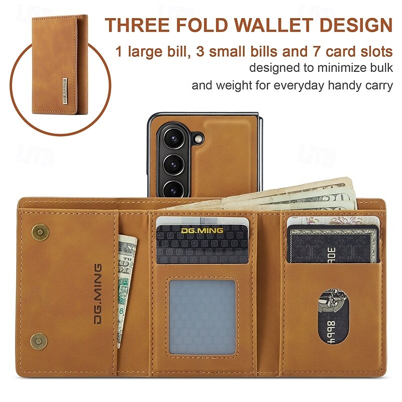Phone Case For Samsung Galaxy Z Fold 7 Z Fold 6 Z Fold 5 Z Fold 4 Z Fold 3 Back Cover with Stand Holder Magnetic Card Slot Retro TPU PC PU Leather 2025 - $23.99 –P11