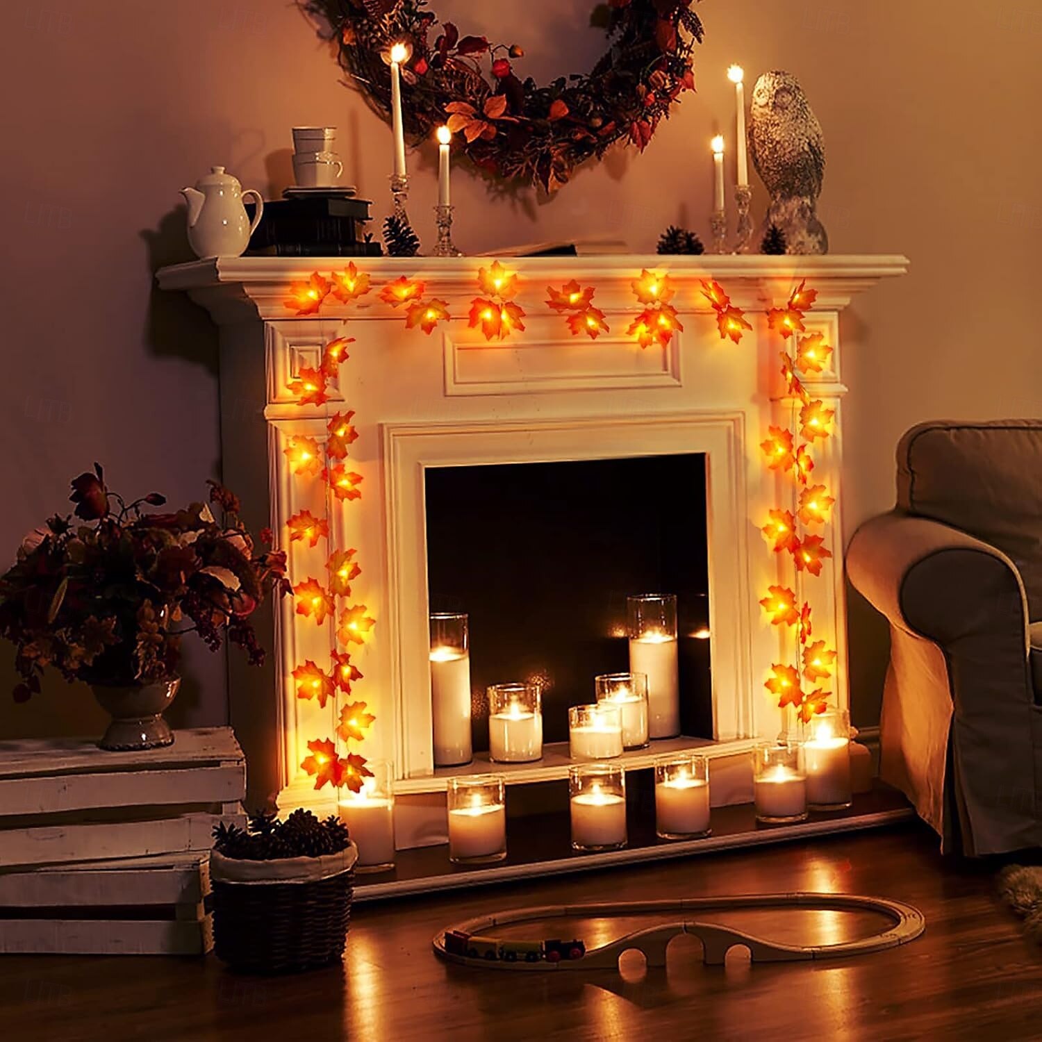 hálaadás juharlevél zsinór lámpák 10/20/40 led füzér lámpák akkumulátor / usb táplálás halloween karácsonyi esküvői buli ünnep kerti erkély dekoráció 2025 - $9.99 –P8