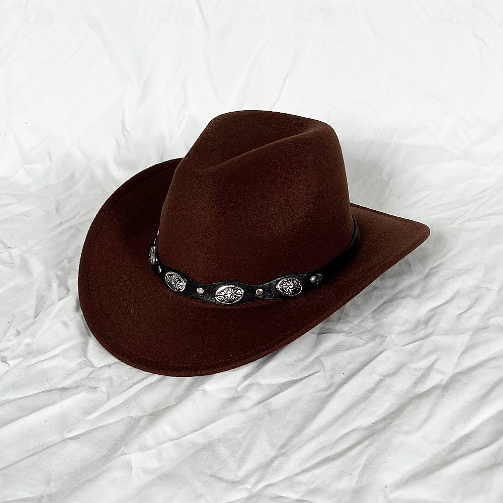 chapeau de cowboy western blanc pour femmes et hommes, chapeau de cowboy bouclé avec fedora en cuir, chapeau de cavalier toca toca de 2025 ? $18.49 –P10