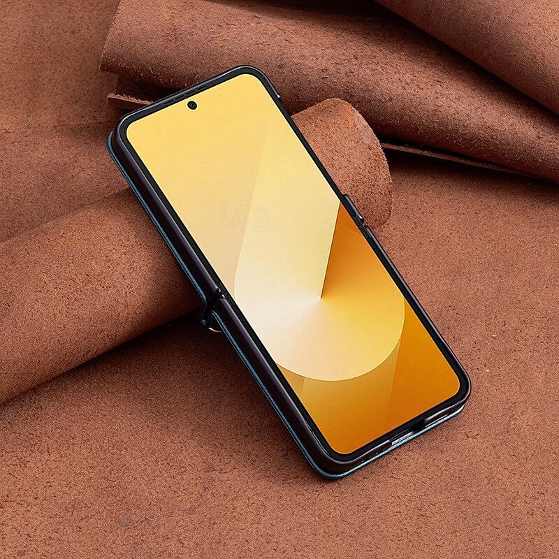 2025年 電話 ケース 用途 サムスンのギャラクシー Zフリップ6 Z Flip 5 Z Flip 4 Z Flip 3 バックカバー ストラップ付き 耐衝撃 レトロ風 TPU PUレザー  コレクション – $18.99 –P8