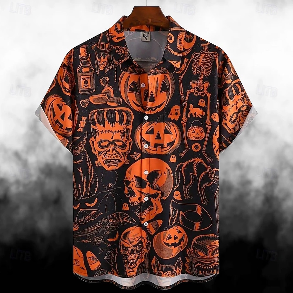 Víspera de Todos los Santos Calavera Calabaza Camisas hawaianas Camisa hawaiana Estampado Para Hombre Adulto Víspera de Todos los Santos Carnaval Mascarada Impresión 3D Fiesta Víspera de Todos los 2025 - $16.49 –P2