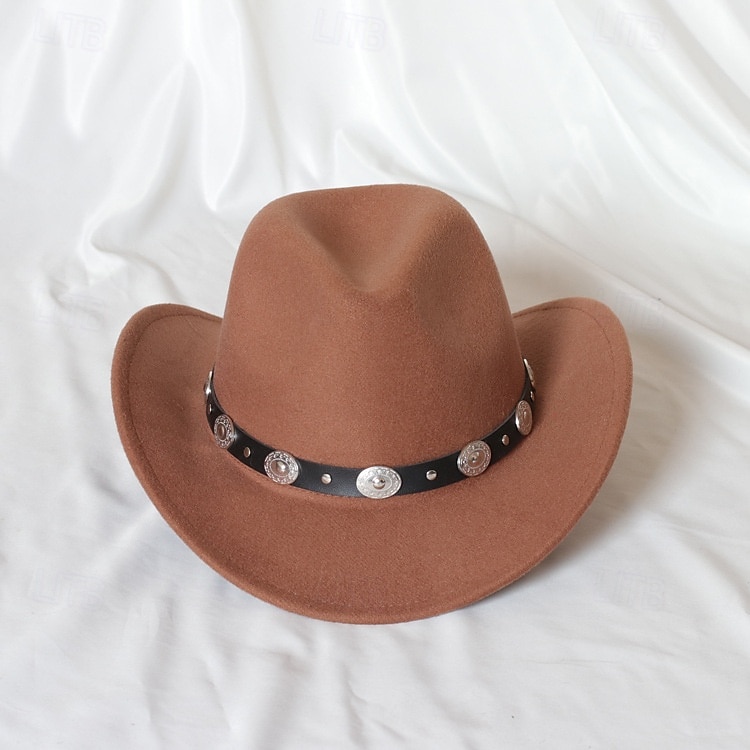 jednolity kolor unisex kowbojski kapelusz punkowy western z dzianinowym filcem 2025 - $18.49 –P11