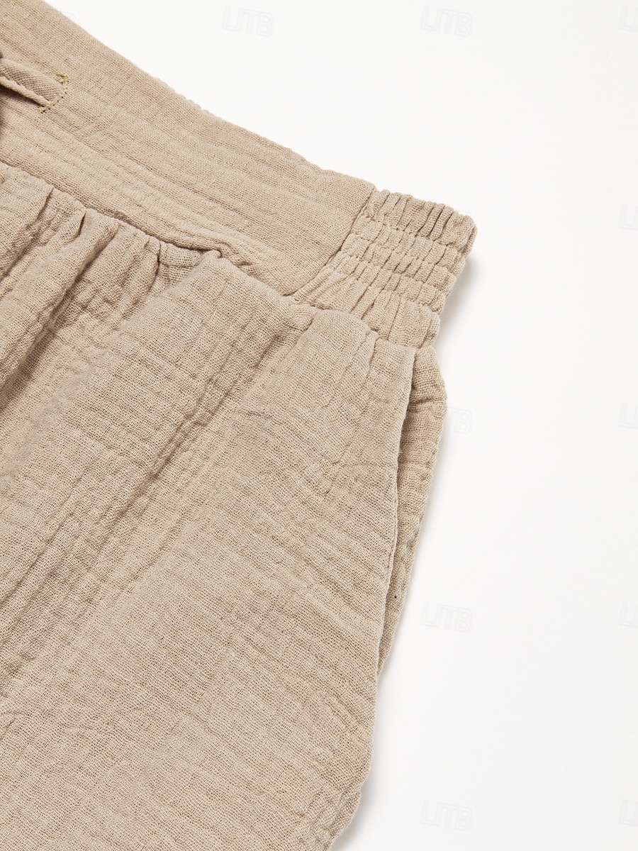 Femmes Taille EU / US Short en coton et lin Shorts amples Confort Longueur Genou Naturel Couleur Unie Cordon de serrage Conception à cordon élastique Respirant Léger Doux Non Elastique Vacances de 2025 ? $21.99 –P9