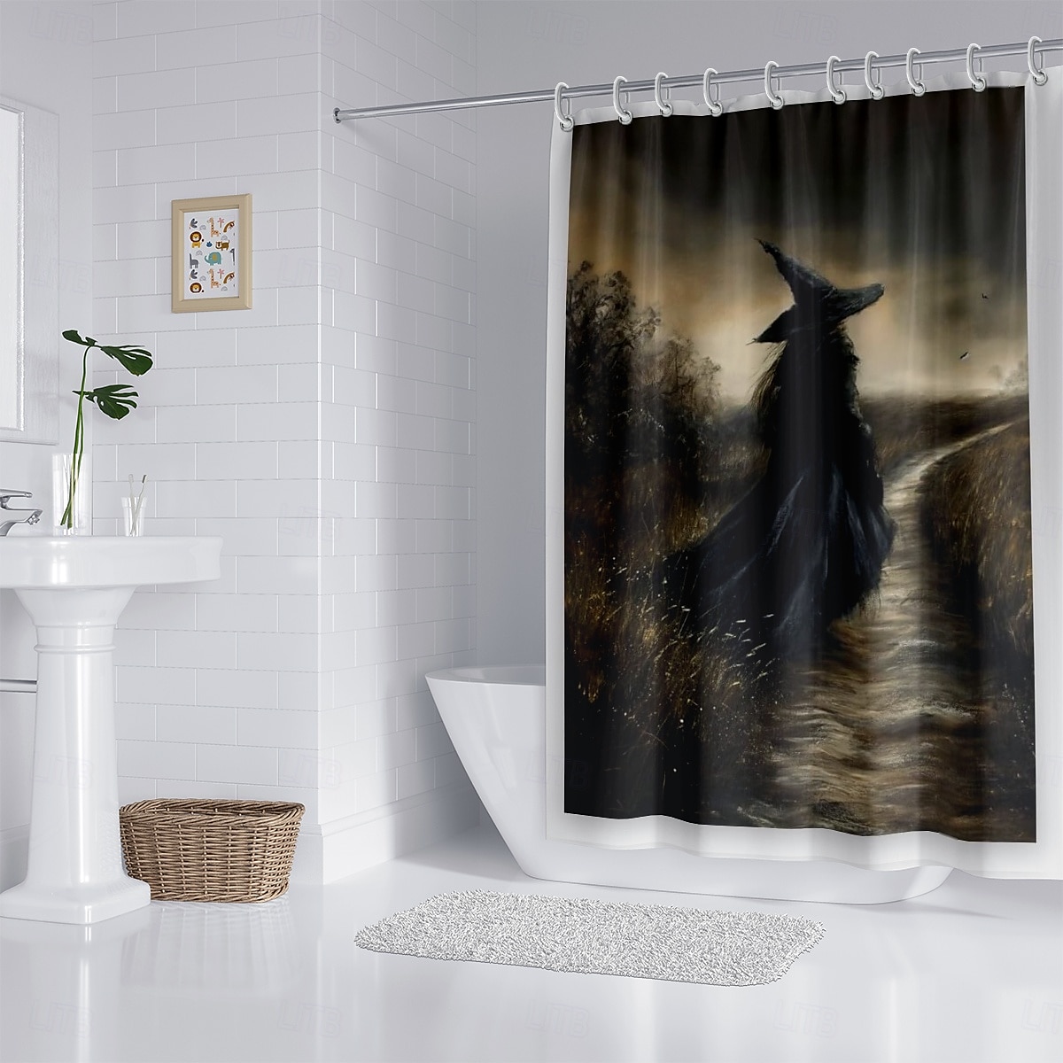 Halloween Flower Witch Shower Curtain Modern Machine Washable Waterproof Polyester Fabric Used for Bathroom Decoration Bathtub with 12 Hooks 2025 - $23.99 –P9