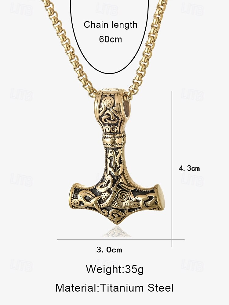 Men's Viking Thor's Hammer Pendant Necklace - Norse Mythology Jewelry, Stainless Steel Mjolnir for Casual and Cosplay 2025 - $14.99 –P2