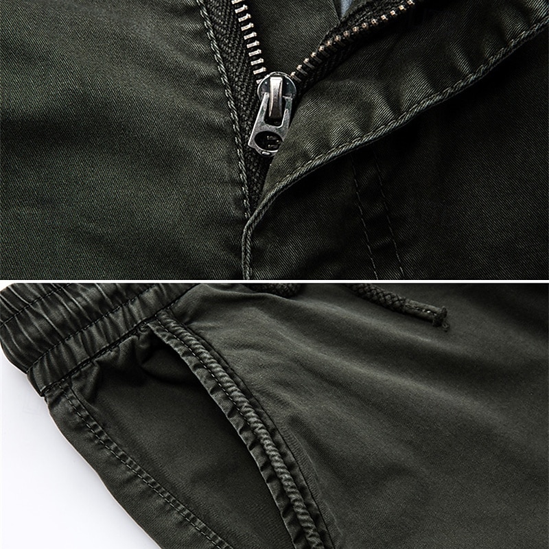 Men's Cargo Pants Joggers Tactical Pants Trousers Buttons Multi Pocket Elastic Cuff Plain Wearable Outdoor Daily Camping & Hiking Fashion Classic Black Wine 2025 - $40.99 –P12