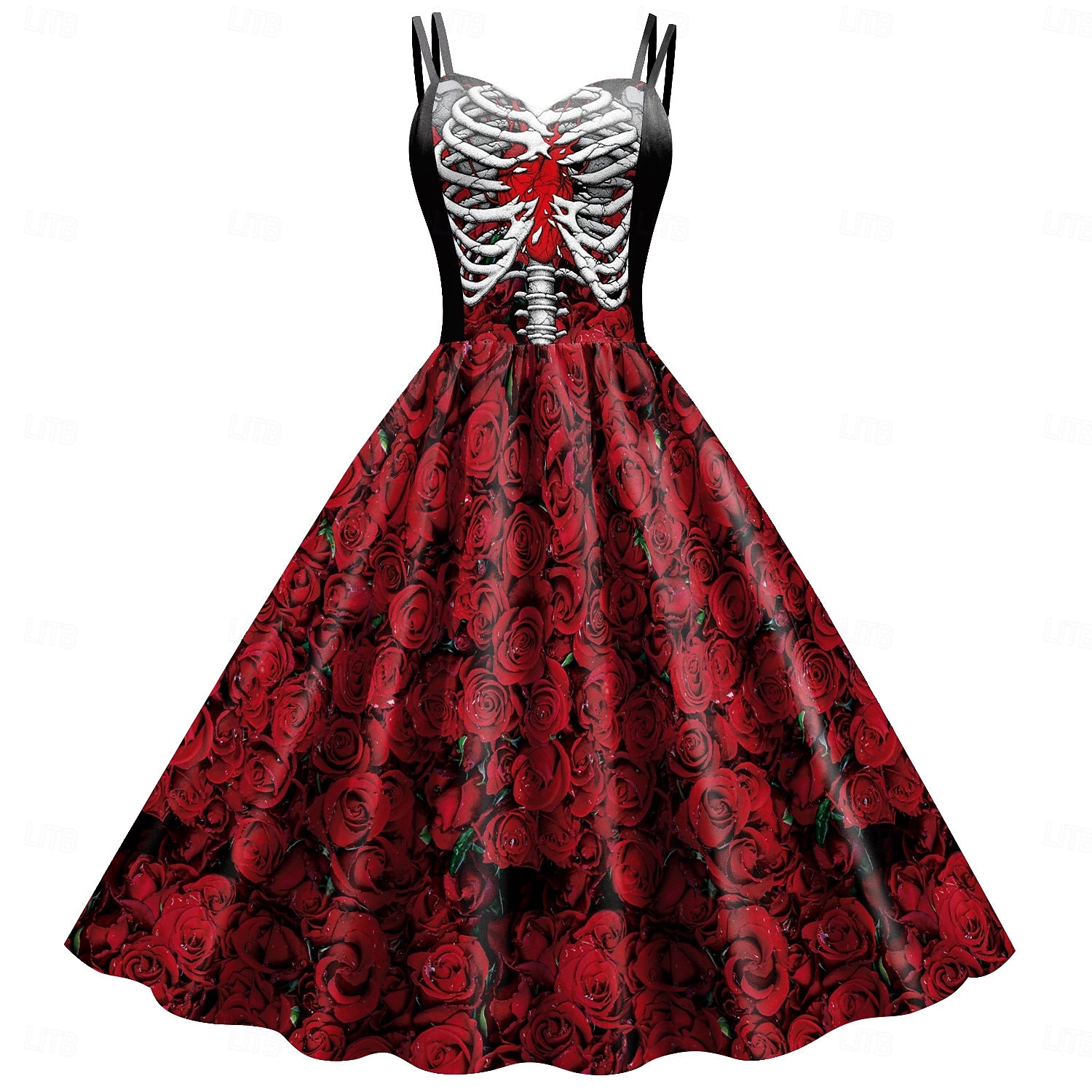 red and black skull dress AlexConsani wears McQueen Spring Summer 2026 slashed bustier dress in red and black skull printed silk chiffon. @Sean.McGirr wears McQueen Autumn Winter 2025 to The #FashionAwards 2025, Royal Albert Hall, London.