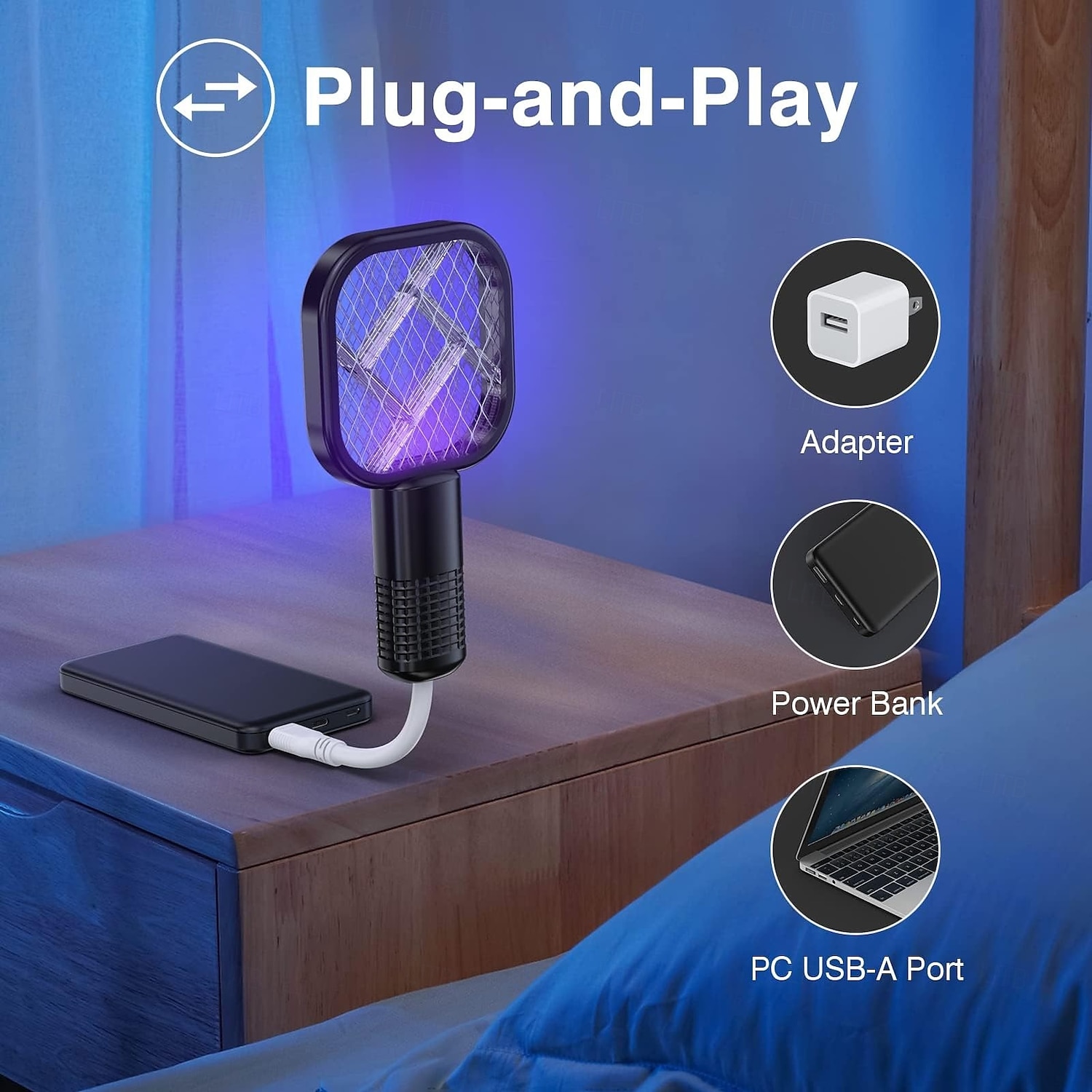 2025年 USBミニ蚊駆除ラケット – 屋内外用充電式フライスワッター、効果的な昆虫駆除バット  コレクション – $15.99 –P3