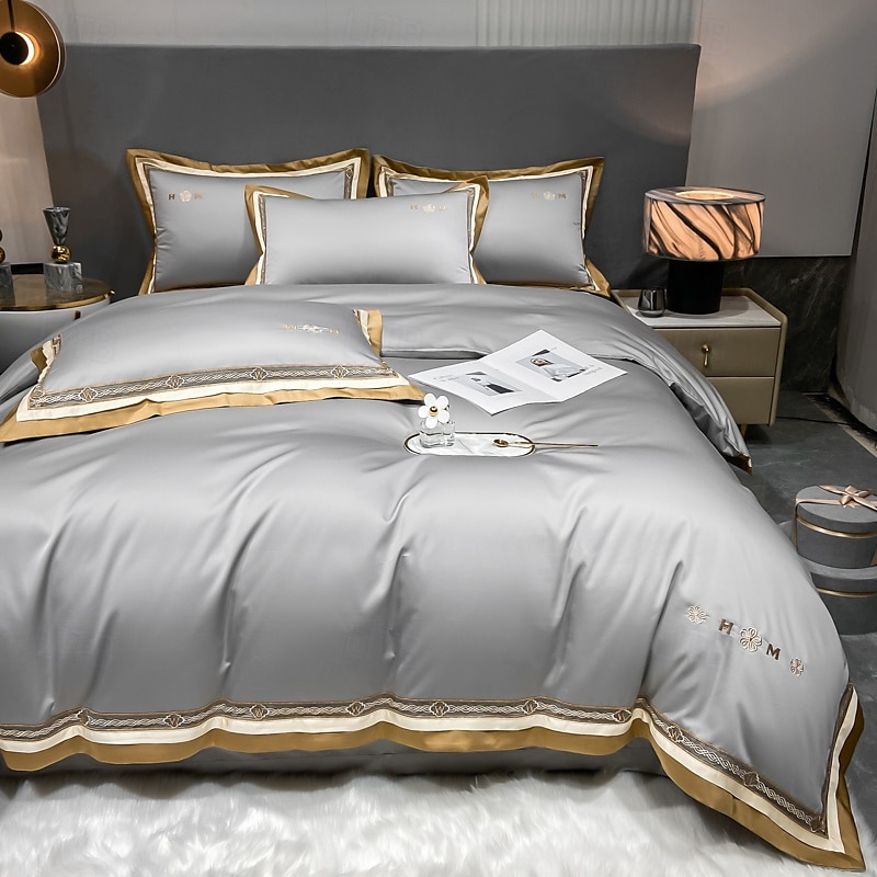 Conjunto de cama com capa de edredom de 4 peças, 100% algodão orgânico, tecido macio e respirável, inclui capa de edredom e fronhas para um sono confortável de 2025 por $196.99 –P2