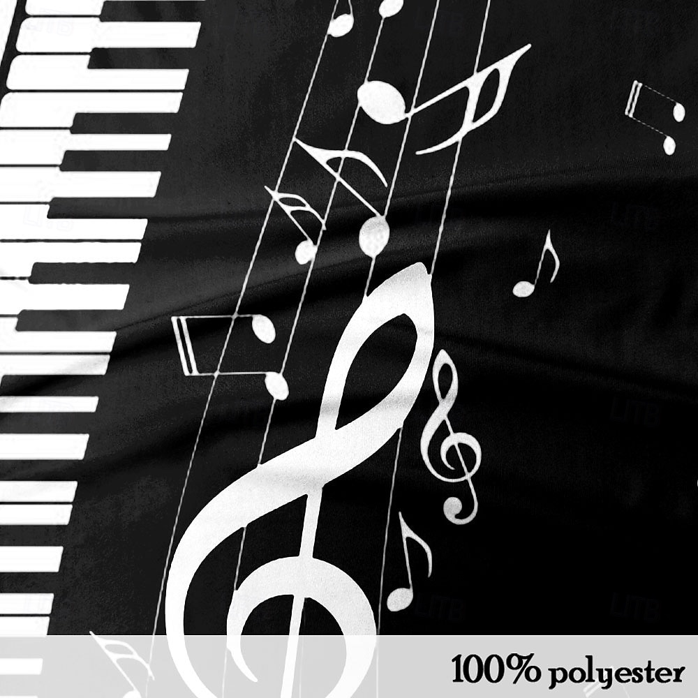 musikfestival Herr Musik Pikétröjor Golf pikétröjor Långärmad Polotröjor Krage Ledigt Semester Festkvällskläder Vardag Knappar 3D-utskrift Vår Höst Svartvit 2025 - $23.99 –P3