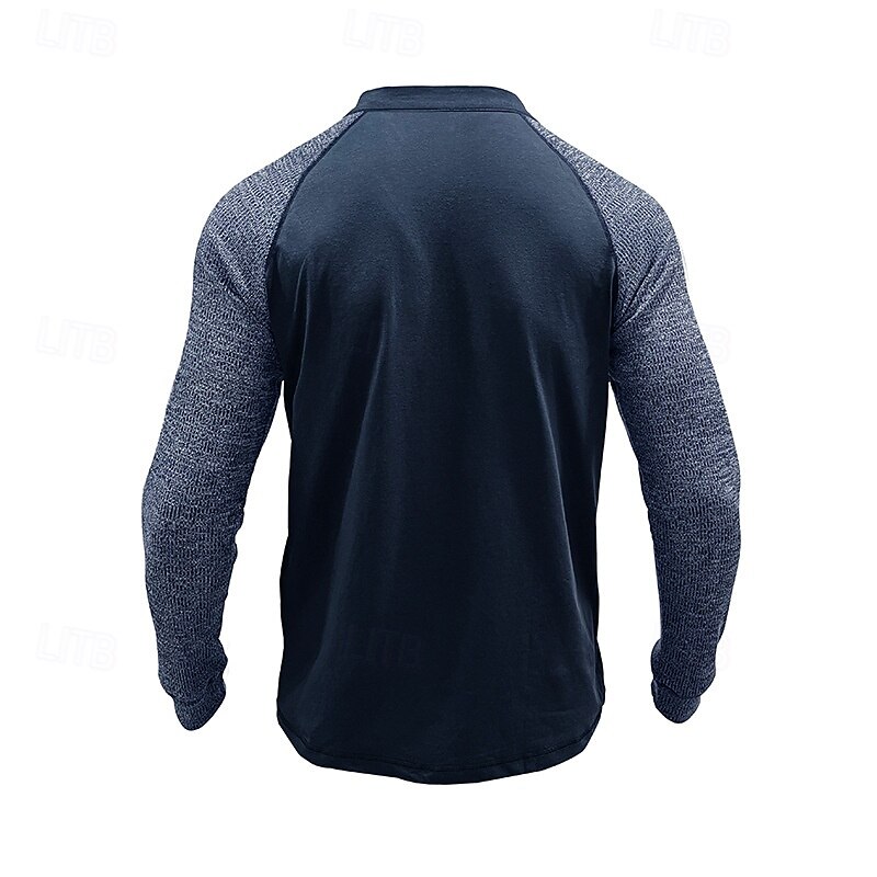 Herren T-Shirt mit Knöpfen T Shirt Henley Hemd T-Shirt Langarm Henley Frühling & Herbst Farbblock Mode Designer Basic Patchwork Urlaub Straße Ausgehen Königliches Blau Blau Armeegrün Top T-Shirt für 2025 - $32.99 –P6