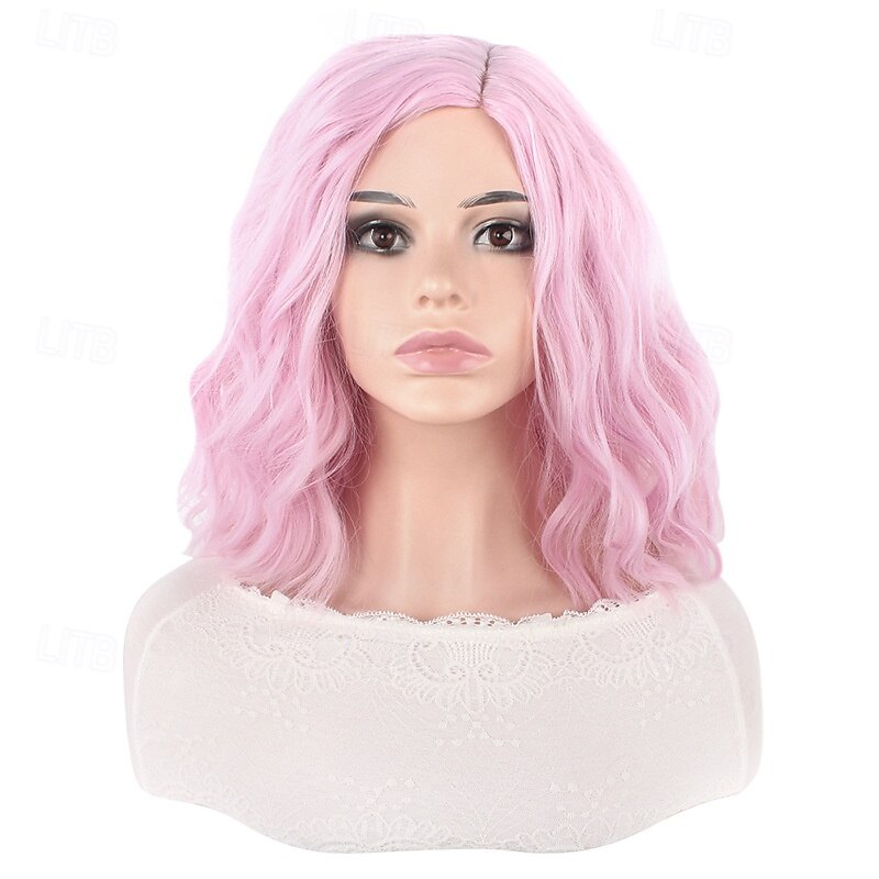 parrucche sintetiche corte da donna resistenti al calore capelli ricci parte centrale parrucca multicolore arcobaleno blu arancione sfumata del 2026 a $15.49 –P20