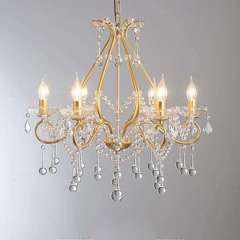 lampadario a led bianco caldo 6/8 luci 60cm/80cm lampadario di design unico in cristallo europeo di lusso francese retrò e12/e14 per camera da letto sala da pranzo 110-240v del 2025 a $515.99 –P9