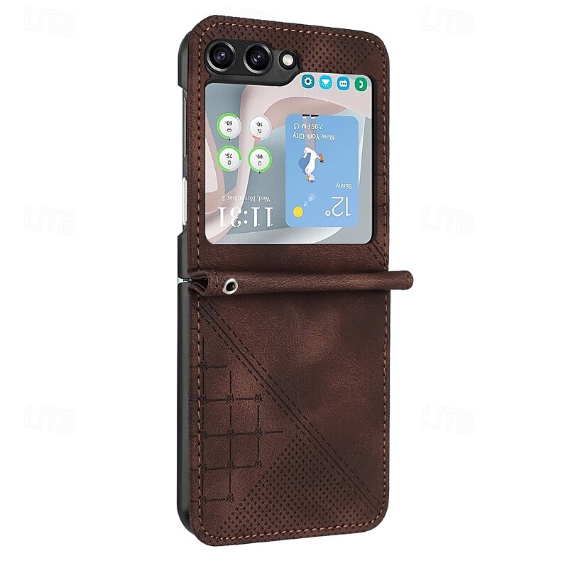 2025年 電話 ケース 用途 サムスンのギャラクシー Zフリップ6 Z Flip 5 Z Flip 4 Z Flip 3 フリップカバー 耐衝撃 幾何学模様 PC PUレザー コレクション – $17.99 –P9