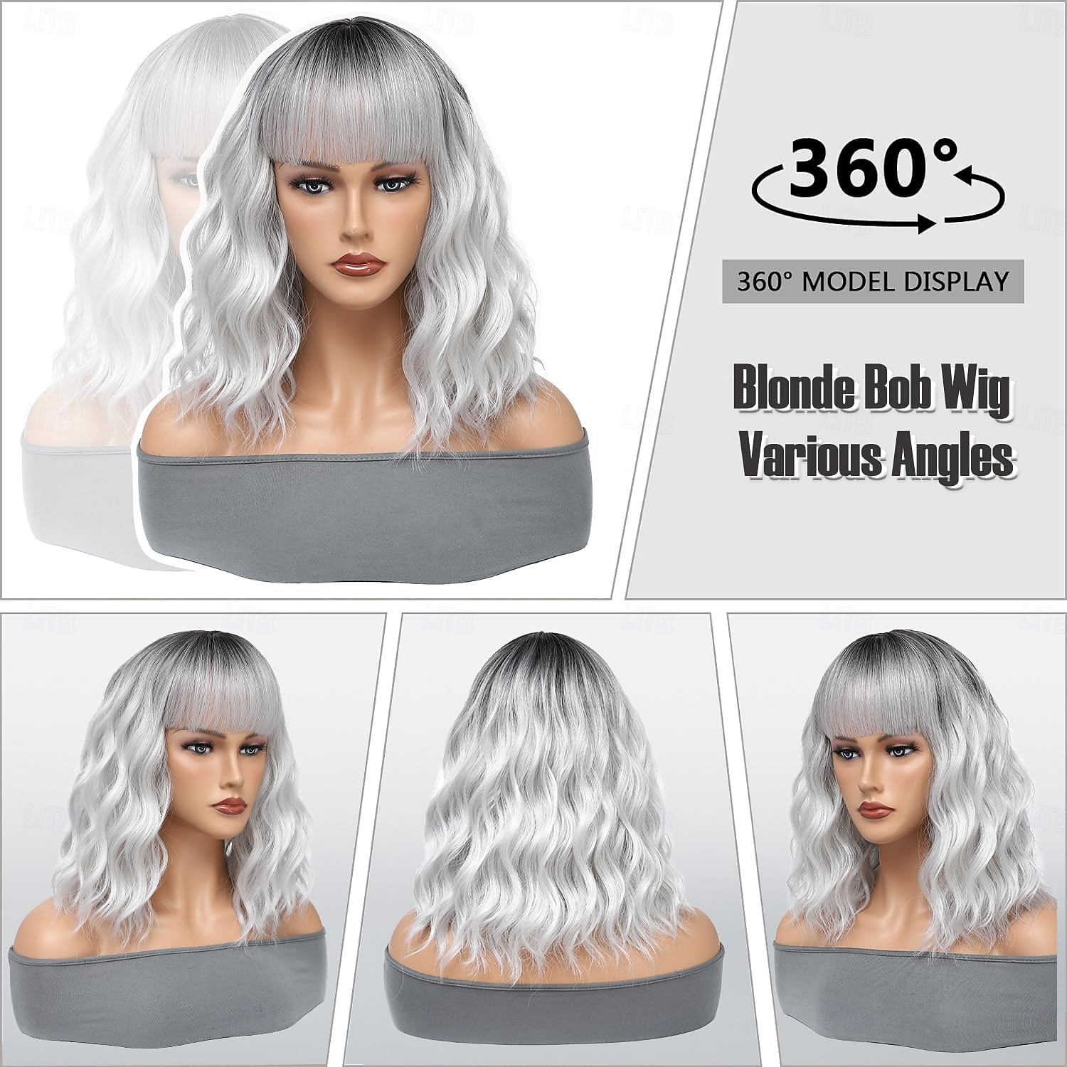 Short Bob Wig With Bangs for Women Bob Wig Loose Curly Synthetic Bob Wavy Wigs, Natural Looking Water Wave Bob Wig Shoulder Length Wigs 2026 - $18.99 –P7