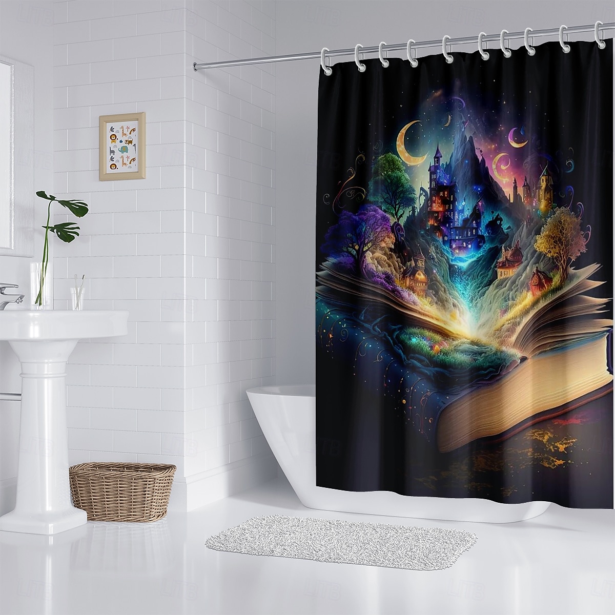 Rideau de douche avec crochets 180cm*180cm(70"*70") polyester lavable imperméable motif paysage peinture à l'huile Van Gogh Arbre de Vie de 2025 ? $19.99 –P2