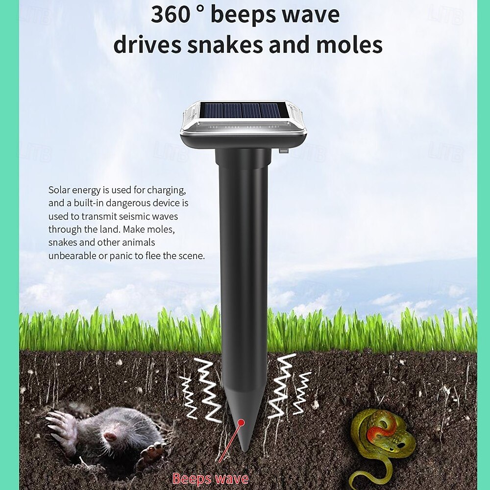 1 pz repellente solare per talpe IP56, repellente solare ad ultrasuoni per talpe, repellente per arvicole, controllo dei parassiti per talpe, prato esterno, fattoria, giardino del 2025 a $26.99 –P2