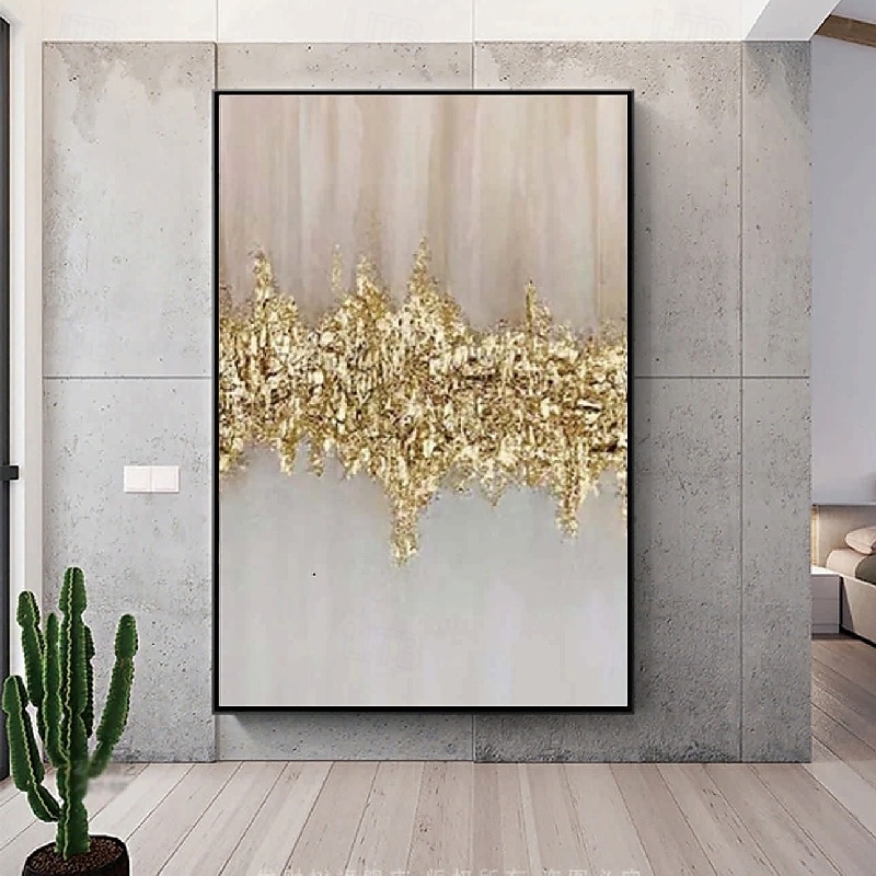 handgefertigtes Ölgemälde aus Folie, reines handgemaltes Ölgemälde aus Folie in Gold, hängendes Gemälde aus Goldfolie, Wolkenmeer, schwarz-weißes abstraktes Gemälde für die Heimdekoration, Gemälde als Wandkunst, Gemälde aus Folie in Gold 2025 - $94.99 –P9