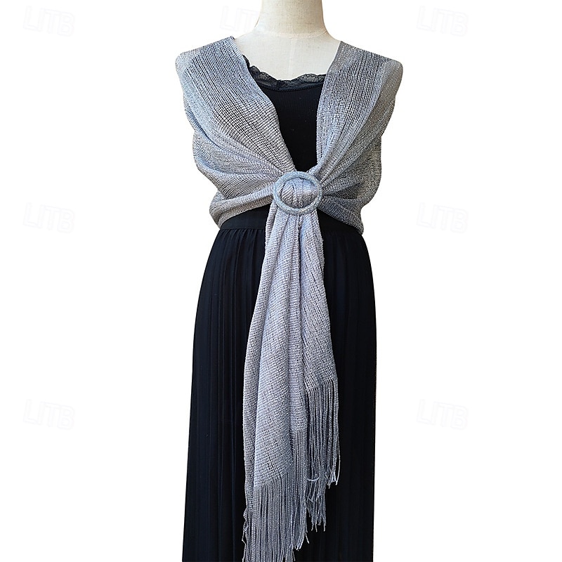 châle en soie or et argent avec boucle, groupe de mariée et demoiselle d'honneur, soirée dansante, robe de mariée, robe de soirée, châle pour femme de 2025 ? $22.99 –P11