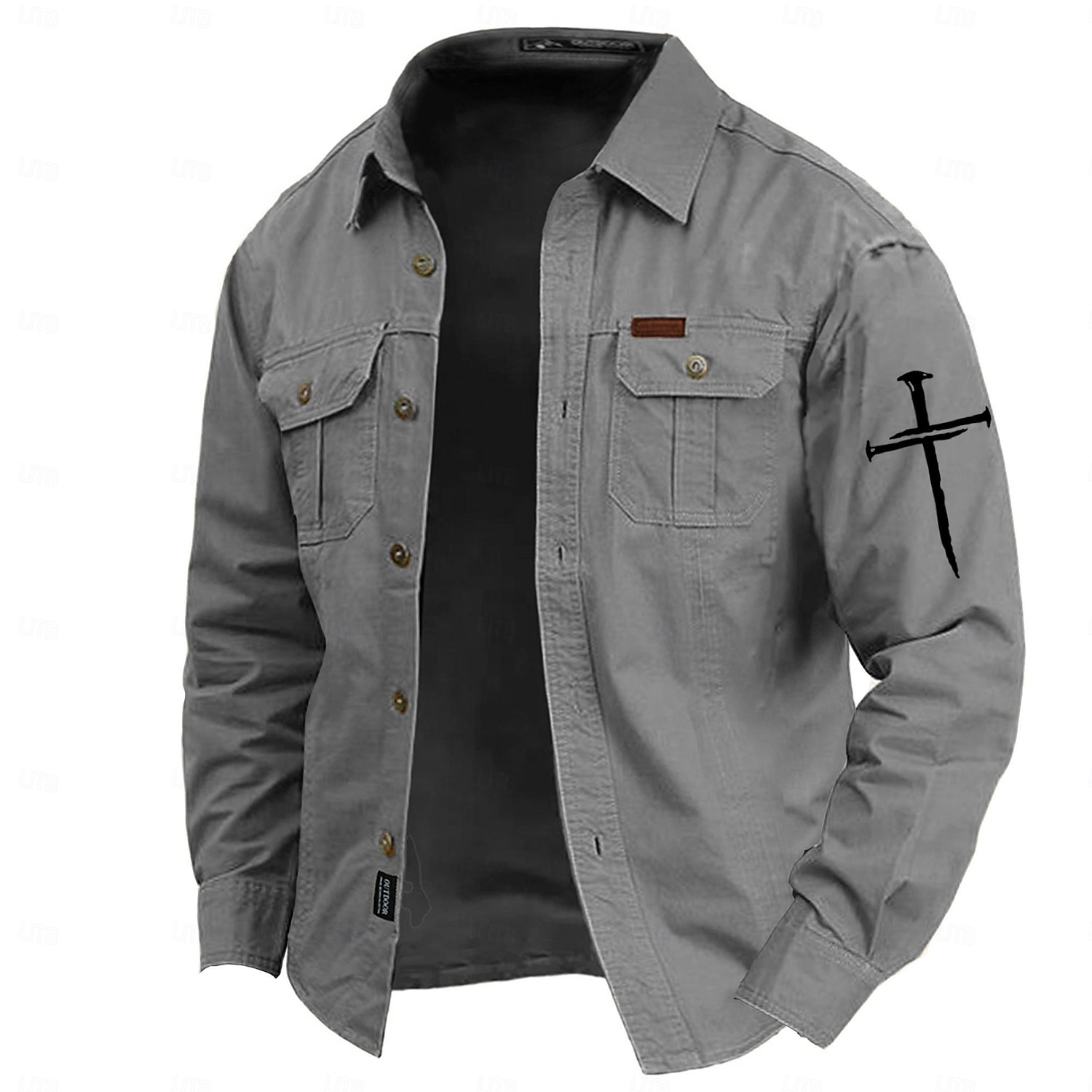 Per uomo Croce Camicia da lavoro Camicia Western Camicia cargo Manica Lunga Casual Pantaloni Tattici Sport & Outdoor Uscire Inverno Primavera & Autunno Collo ripiegato Stampato Nero Verde militare del 2026 a $29.99 –P1