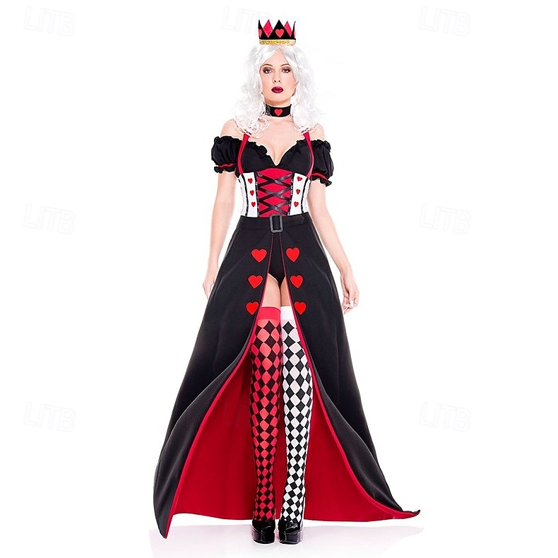 Alice in Wonderland Pohádka srdcová královna Červená královna Srdcový král Cosplay kostým Halloween skupinové kostýmy pro páry Dospělí Pánské Dámské Výkon Večírek předvečer Všech svatých Karneval 2025 - $51.99 –P6