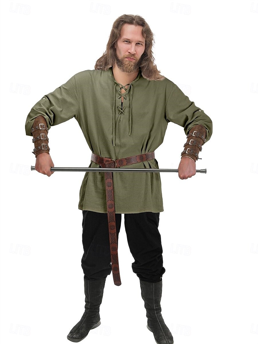 Couples Retro Vintage Medieval Renaissance Outfits Halloween Group Couples Costumes Ankle Length Viking Valhalla Men's Women's for Halloween LARP Ren Faire 2025 - $55.99 –P13