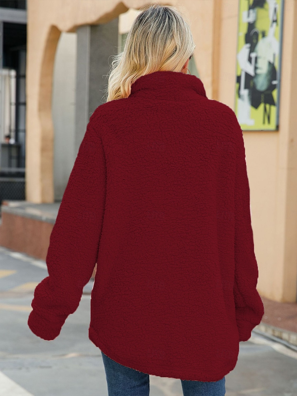 Women's Fleece Jacket Teddy Coat Warm Pocket Modern Plain Work Single Breasted Turndown Regular Fit Long Sleeve Outerwear Black White Pink Fall Winter 2025 - $52.99 –P8