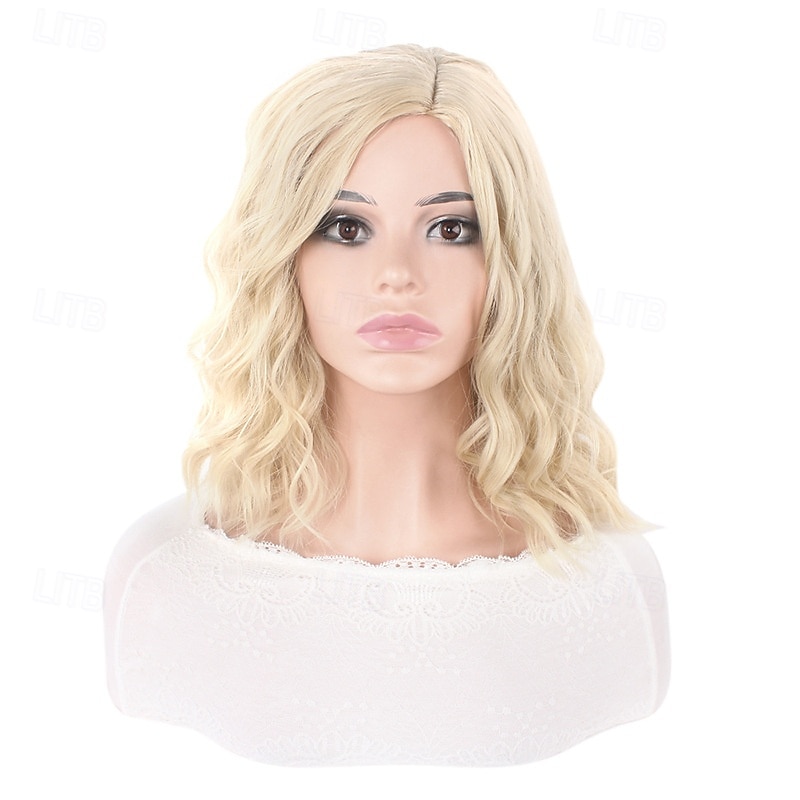 parrucche sintetiche corte da donna resistenti al calore capelli ricci parte centrale parrucca multicolore arcobaleno blu arancione sfumata del 2026 a $15.49 –P18
