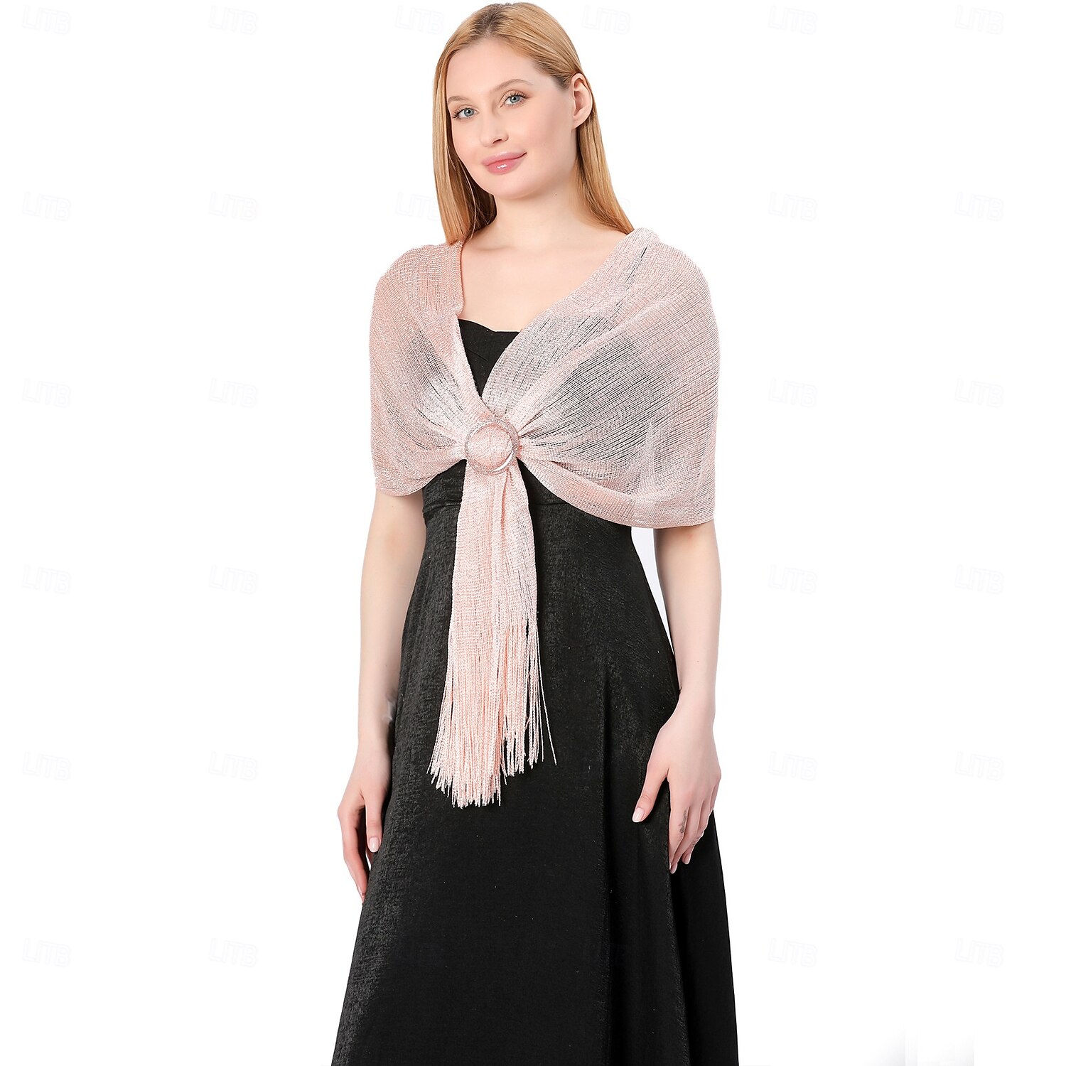 châle en soie or et argent avec boucle, groupe de mariée et demoiselle d'honneur, soirée dansante, robe de mariée, robe de soirée, châle pour femme de 2025 ? $22.99 –P19