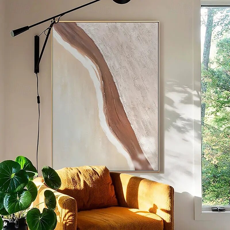 großes Gemälde handgemachtes abstraktes Ölgemälde handgemalt beige Gemälde handgemachtes Wabi Sabi Kunstwerk Ölgemälde handgemalt strukturiertes Ölgemälde beige Ölgemälde modernes Dekor 2025 - $125.99 –P1