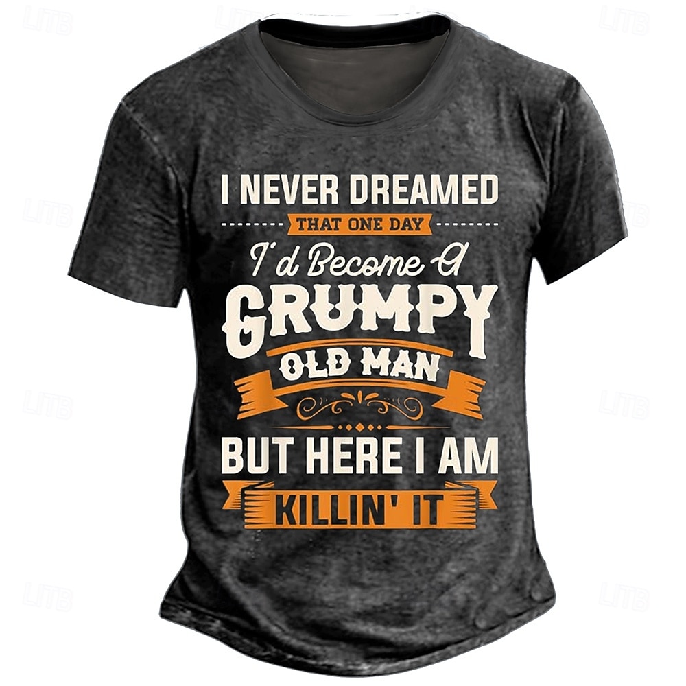 Heren Grappige Grumpy Old Man Graphic T-Shirt - 'Killin' It' Lifestyle Tee 2026 - $19.49 –P4