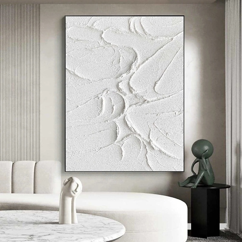 3d wit olieverfschilderij met de hand geschilderd olieverfschilderij met dikke textuur beige wit schilderij op canvas abstract getextureerd olieverfschilderij voor muurkunst schilderij voor woonkamer 2025 - $131.99 –P4