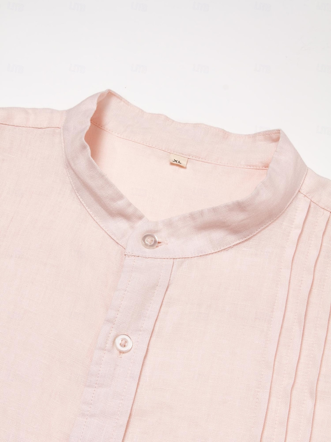Miesten Paita Pellava paita Button Up paita Tavallinen ulko- Loma Valkoinen Punastuvan vaaleanpunainen Pitkähihainen Pystykaulus 봄 & Syksy Vaatetus Rypytetty 2025 - $5.59 –P5