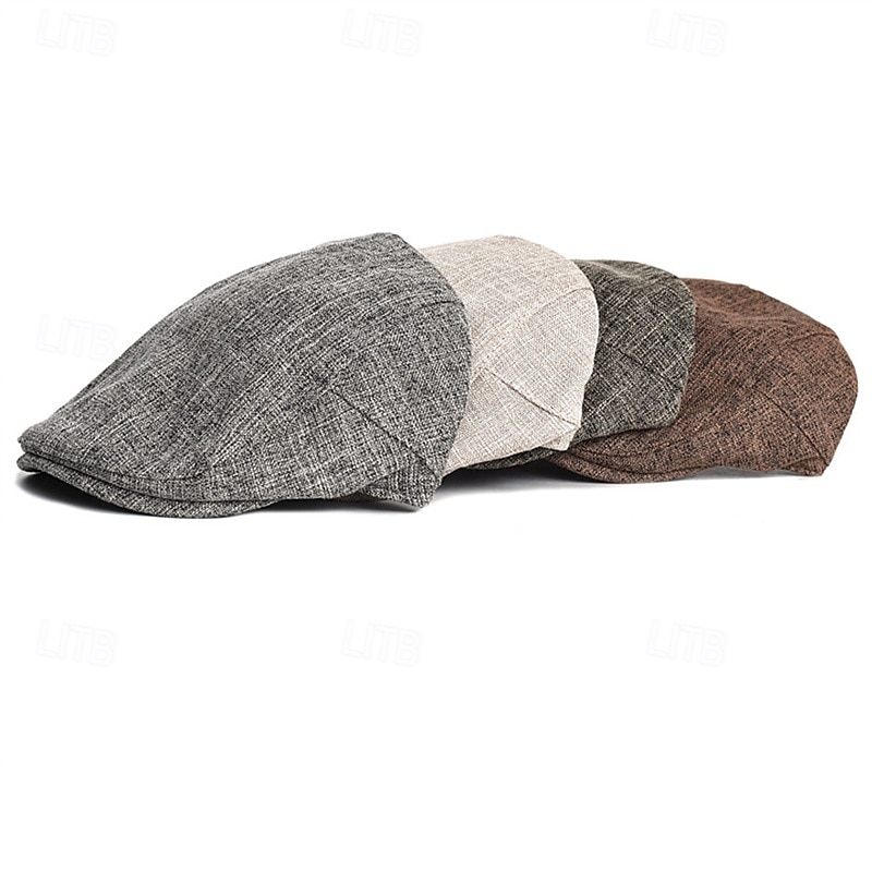 Herren Schiebermütze Baskenmütze Ascot-Hut Ballonmütze Braun Beige Leinen Modisch Brautkleider schlicht Strasse Täglich Glatt Einstellbar Sonnenschutz Atmungsaktiv 2025 - $13.99 –P8