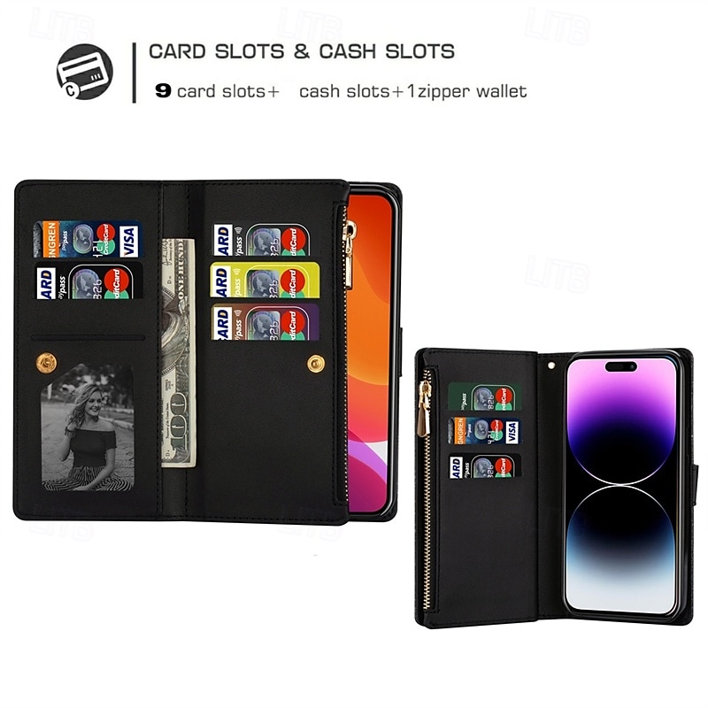 Phone Case For iPhone 16 Pro Max Plus iPhone 15 Pro Max Plus iPhone 14 13 12 11 Pro Max Plus Mini SE Wallet Case with Stand Holder Magnetic Zipper Retro TPU PU Leather 2025 - $24.99 –P8