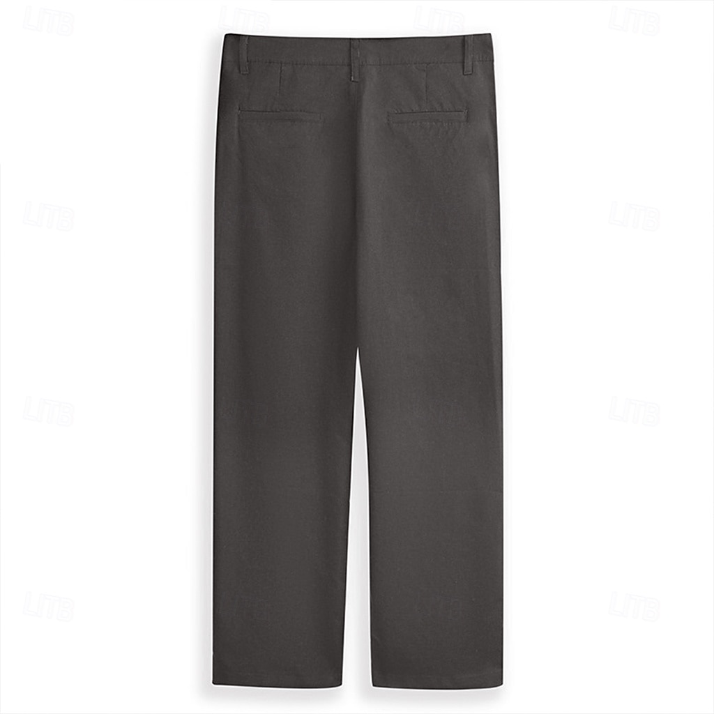 2025年 男性用 リネンパンツ ズボン スーツ サマーパンツ ビーチパンツ フロントポケット まっすぐな足 平織り 履き心地よい 高通気性 全長 フォーマル ビジネス 祝日 ファッション ベーシック ブラック ホワイト 伸縮性なし  コレクション – $27.99 –P2