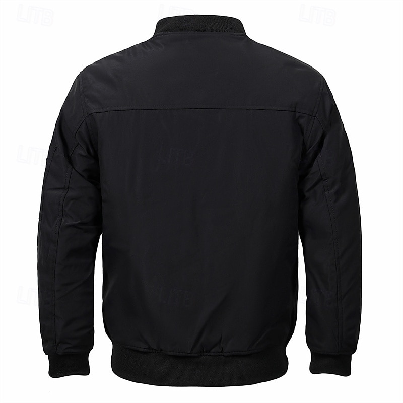 Homme Veste légère Bomber Coupe-vent Veste décontractée du quotidien Vacances Chaud Poche Automne hiver Plein Mode Classique Col Mao Normal Noir Vert Véronèse Bleu de minuit Gris Veste de 2025 ? $62.99 –P10