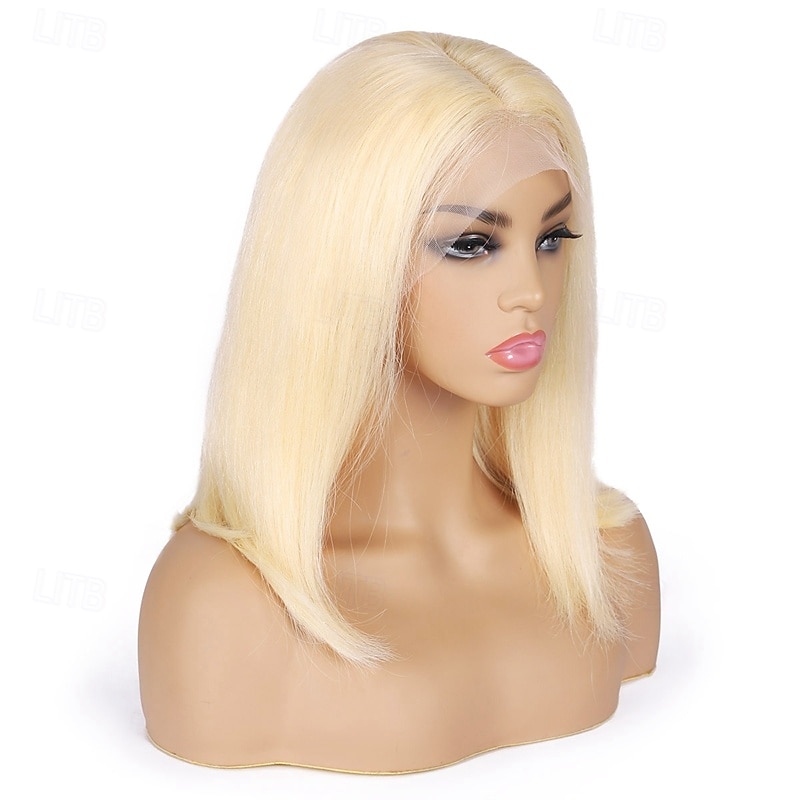 613 blond rovná paruka 13x4 průhledná krajka přední krátké paruky bob lidské vlasy nosit krajkové přední paruky 2025 - $177.99 –P4
