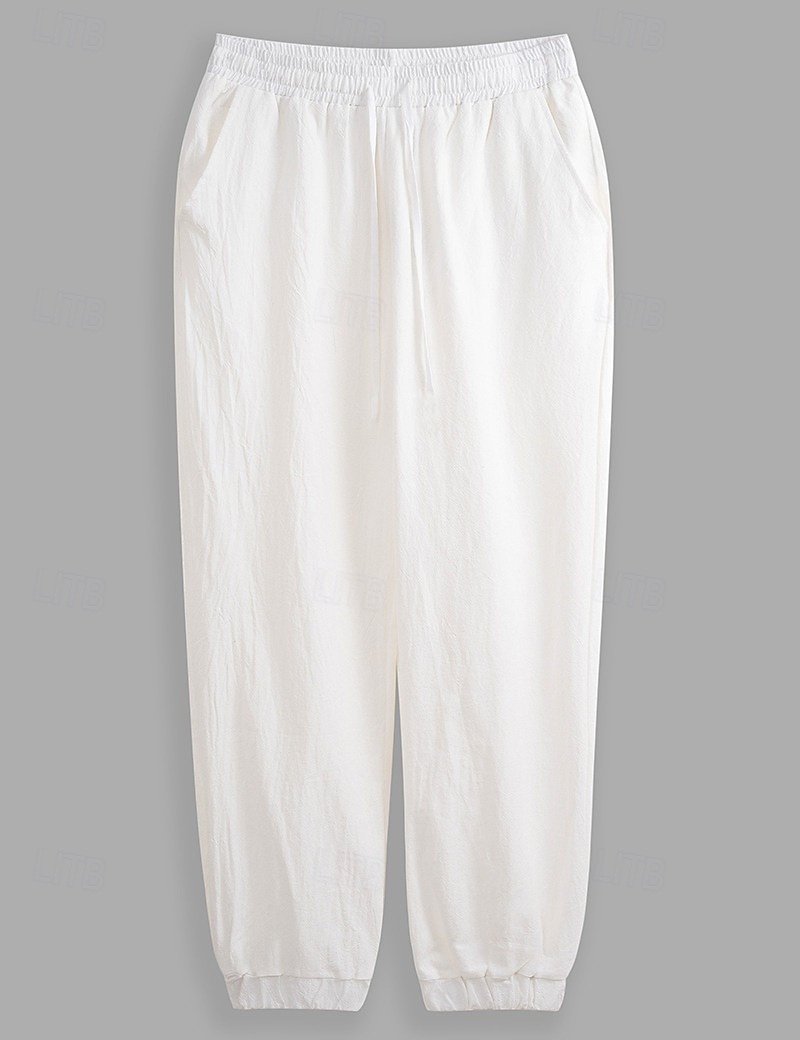 Per uomo Pantaloni di lino Pantaloni Pantaloni estivi Vita elastica Gamba dritta Alto aumento Tinta unica Comfort Traspirante Lunghezza intera Matrimonio Per eventi Festività Di tendenza Grigio verde del 2025 a $26.99 –P1