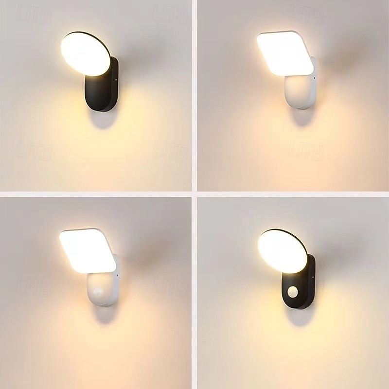 Aplique de pared LED para exteriores, blanco cálido, 1 luz, sensor de movimiento, aspecto moderno, aplique de pared para porche, puerta de patio, garaje, 110-240 V 2025 - $66.99 –P1