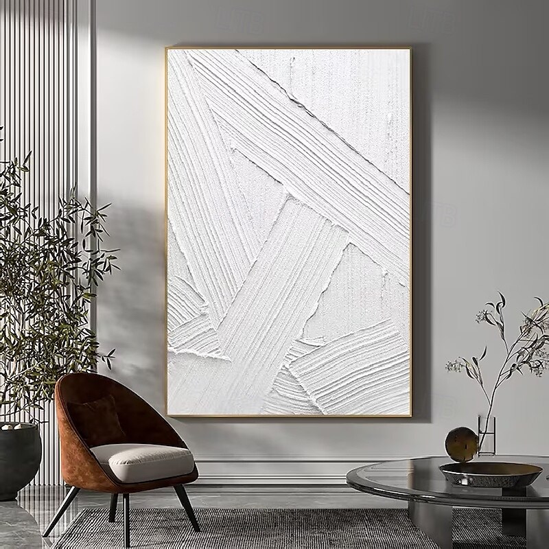 3D witte olieverfschilderij met de hand geschilderd dikke textuur olieverfschilderij met de hand geschilderd beige wit schilderij op canvas abstract 3D witte textuur olieverfschilderij wandkunst 2025 - $125.99 –P5